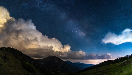 Wall Mural - a night sky filled with stars and clouds