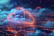 Futuristic cloud computing concept image