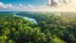 green forest in the morning the diverse amazon forest seen from above a tropical illustration
