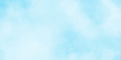 panoramic grunge texture with color blue, sky of winter morning with clouds, grungy ink canvas of cl