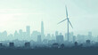 Renewable energy concept a solitary wind turbine silhouette against a clean renewable future skyline ar 169