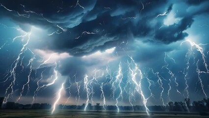 Wall Mural - a large cloud filled with lightning bolts. perfect for weather or natural disaster concepts.