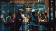 © Kenstocker - Diverse coworkers working together in boardroom, brainstorming, discussing and analyzing and planning business strategy.