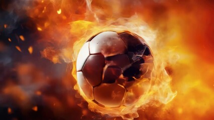 Wall Mural - A soccer ball engulfed in flames flying through the air. Suitable for sports events promotions.