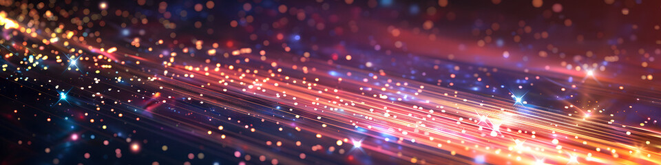 Wall Mural - futuristic technology wave background with glowing lines and bokeh. light shine particles bokeh holi