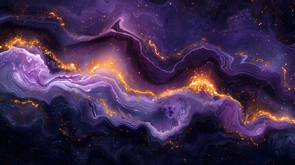 abstract purple and gold marbled fractal. fractal art background for creative design. decoration for