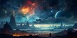 Enchanting Space Artwork with Dynamic Landscapes and Playful Elements. Concept Space Artwork, Dynamic Landscapes, Playful Elements, Enchanting Designs