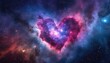 Heart-shaped nebula in deep space, with vibrant hues and sparkling stars