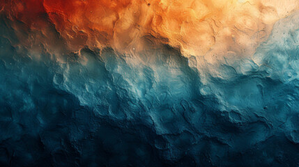 Wall Mural - Abstract Painting of Blue and Orange Waves