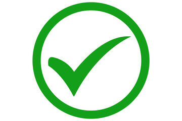 Wall Mural - green check mark on transparent background, green right tick mark under green circle