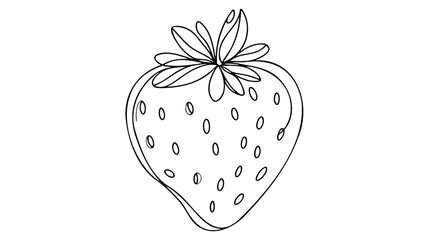 Wall Mural - One continuous line drawing of isolated vector object - strawberry