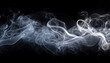  wispy white smoke flowing  with a black background