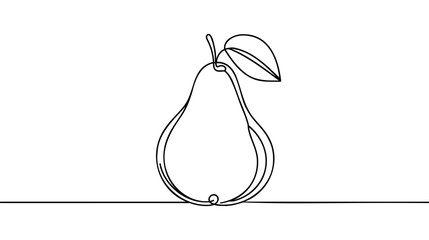 Pear fruit in continuous one line art drawing style. Minimalist black line sketch on white background.