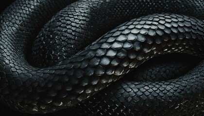  abstract background with black snake with metallic scales texture