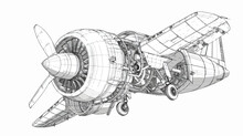 Detailed Contour Of An Aircraft Turbine From Black L