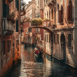 Serene Venetian Canal with Gondola and Historic Architecture