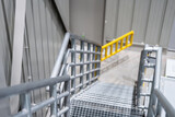 Fototapeta  - aluminum platform - stairs - handrail - safety in an industrial facility