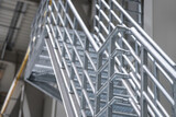 Fototapeta Miasto - aluminum platform - stairs - handrail - safety in an industrial facility