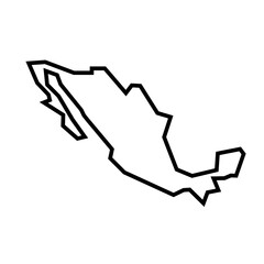 Wall Mural - Mexico country thick black outline silhouette. Simplified map. Vector icon isolated on white background.