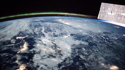 Wall Mural - flying over planet earth. beautiful clouds and atmosphere of earth. view from international space st