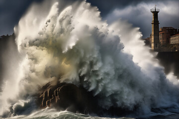  Big stormy wave splash. Porto, Portugal