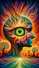  background with fire and human face
