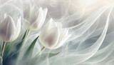 Fototapeta Kwiaty - Wzór kwiatowy, białe tulipany, tapeta