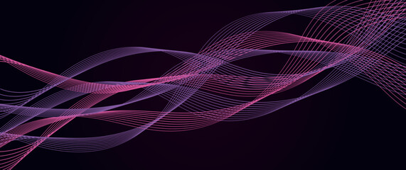 Wall Mural - abstract background with glowing wave. purple and red gradient flowing wave lines. modern wave lines
