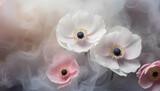 Fototapeta Kwiaty - Maki, wiosenne białe kwiaty tapeta