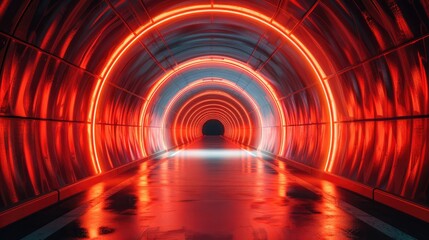 Wall Mural - Radial red light through the tunnel glowing in the darkness for print designs templates, Advertising materials, Email Newsletters, Header webs, e commerce signs retail shopping, advertisement