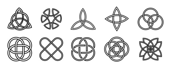 Celtic trinity knots. Celtic knot vector icons. Endless knots collection