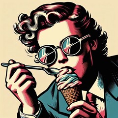 Sticker - Person eating ice cream 