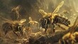 big drone bees (male honey bee) and bee workers, generative ai