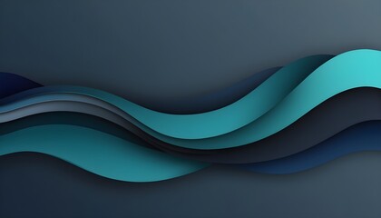 Sticker - colorful horizontal banner. modern waves background design with teal blue, very dark blue and slate gray color