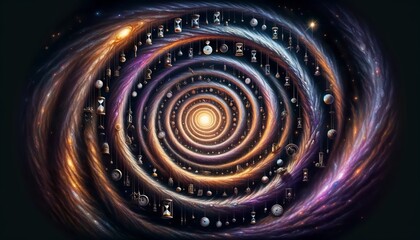 Wall Mural - Spiral Galaxy with Concentric Circles Art