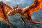 Fototapeta  - red dragon flying