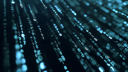 3d rendered abstract binary number falling from above Technology digital big data network connection, 3D rendering