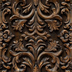 Canvas Print - Decorative carved wood design, seamless pattern