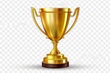 Fototapeta  - Gold trophy cup isolated on transparent or white background, png