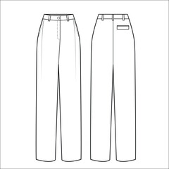 Wall Mural - Vector illustration of women's wide classic pants. Front and back views