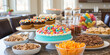 © JVLMediaUHD - An Easter Feast Table Graced with Flowers, Tempting Cakes, And Array of Beautifully Colored Est
