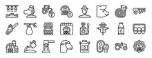 set of 24 outline web farming icons such as illumination, carrot, remote vehicle, smart farm, corn, pig, water hose vector icons for report, presentation, diagram, web design, mobile app