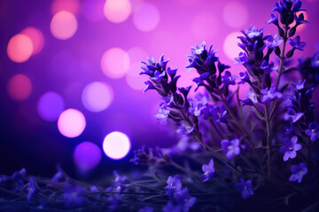 Wall Mural - Soft Focus Lavender Blossom in a Bright Summer Meadow: A Colorful Botanical Beauty with Aromatherapy Aroma