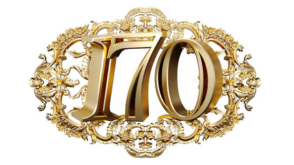 Wall Mural - golden number one hundred seventy in the center of decorative golden vintage frames, number 170