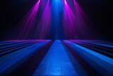 Fototapeta Perspektywa 3d - Backdrop space with purple and blue lighting.
