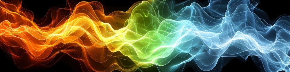 Wall Mural - Dynamic Abstract Smoke Wave with Gradient Rainbow Colors