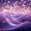 Digital lilac particles wave and light abstract background with shining dots
