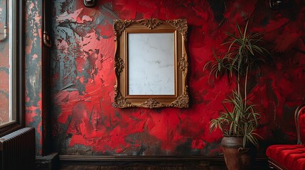Poster - Generative AI : Blank picture frame on the wall