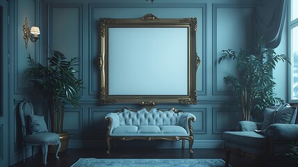 Poster - Generative AI : Blank picture frame on the wall