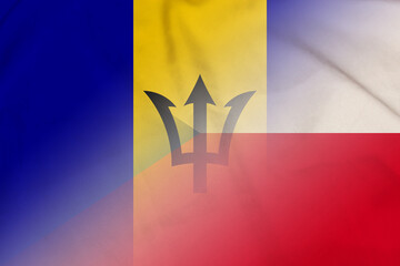 Wall Mural - Barbados and Czech Republic state flag international relations CZE BRB